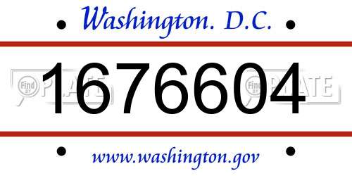 1676604 District Of Columbia License Plate
