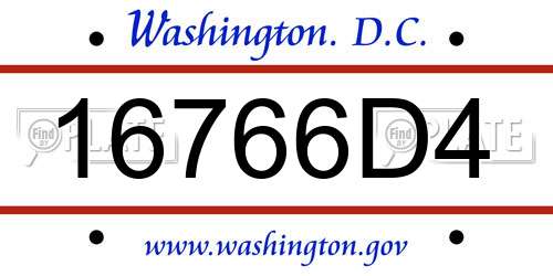 16766D4 District Of Columbia License Plate