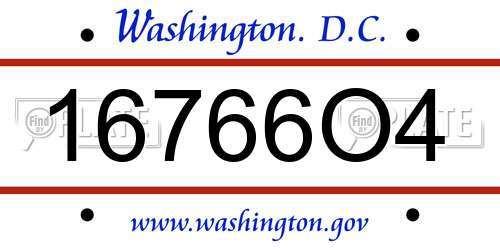 16766O4 District Of Columbia License Plate