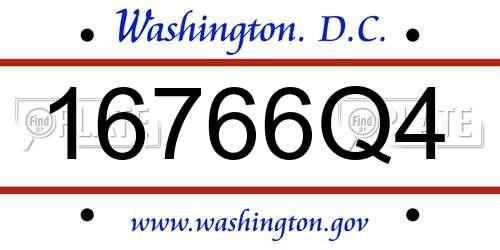 16766Q4 District Of Columbia License Plate
