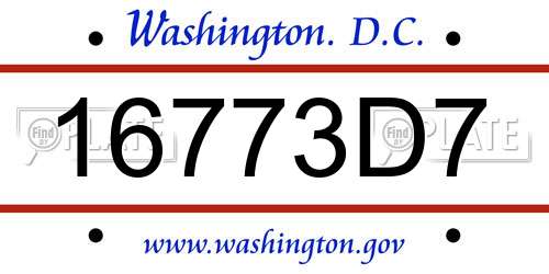 16773D7 District Of Columbia License Plate