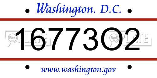 16773O2 District Of Columbia License Plate