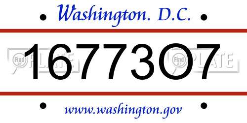 16773O7 District Of Columbia License Plate