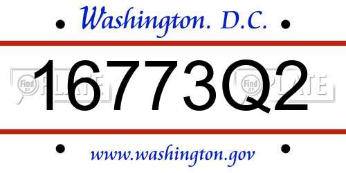 16773Q2 District Of Columbia License Plate