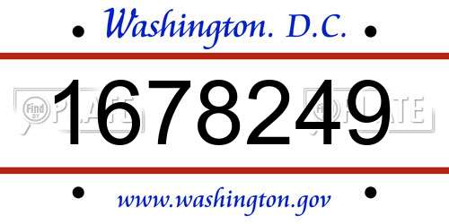 1678249 District Of Columbia License Plate