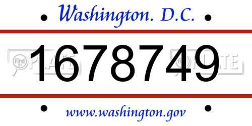 1678749 District Of Columbia License Plate