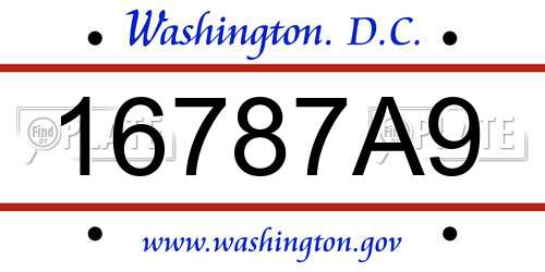 16787A9 District Of Columbia License Plate