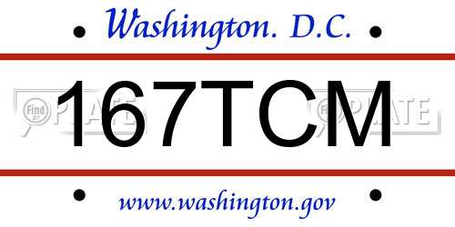 167TCM District Of Columbia License Plate