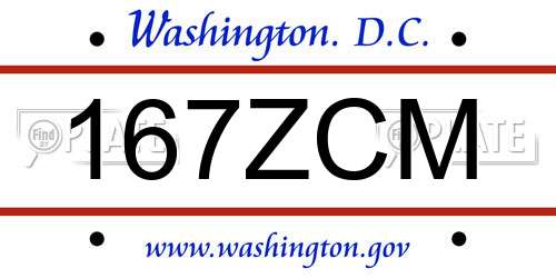 167ZCM District Of Columbia License Plate