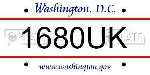1680UK District Of Columbia License Plate