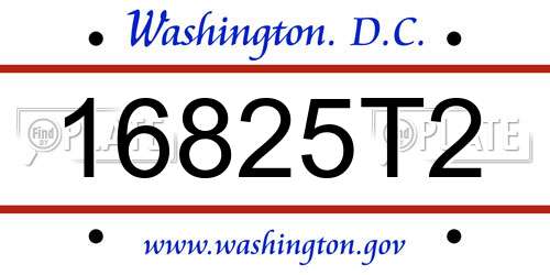 16825T2 District Of Columbia License Plate
