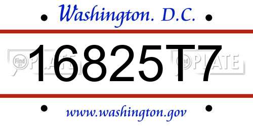 16825T7 District Of Columbia License Plate