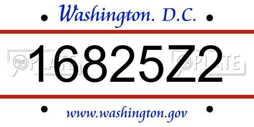 16825Z2 District Of Columbia License Plate
