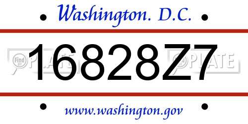 16828Z7 District Of Columbia License Plate