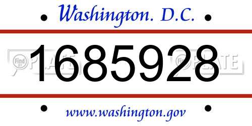 1685928 District Of Columbia License Plate