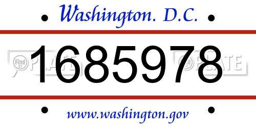 1685978 District Of Columbia License Plate