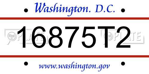 16875T2 District Of Columbia License Plate