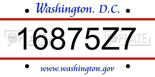 16875Z7 District Of Columbia License Plate