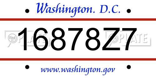 16878Z7 District Of Columbia License Plate