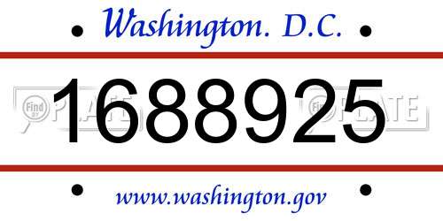 1688925 District Of Columbia License Plate