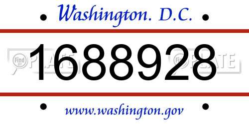 1688928 District Of Columbia License Plate