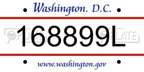 168899L District Of Columbia License Plate