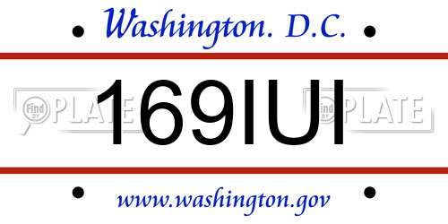 169IUI District Of Columbia License Plate