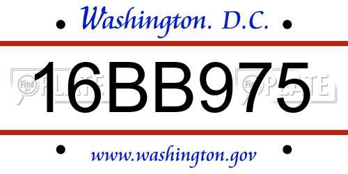 16BB975 District Of Columbia License Plate