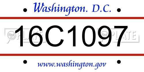16C1097 District Of Columbia License Plate