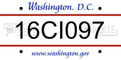 16CI097 District Of Columbia License Plate