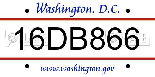 16DB866 District Of Columbia License Plate