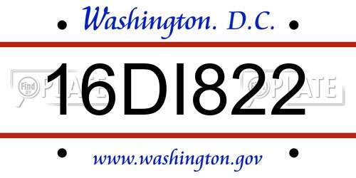 16DI822 District Of Columbia License Plate