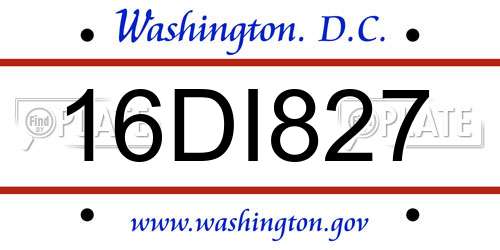 16DI827 District Of Columbia License Plate