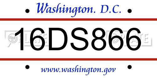 16DS866 District Of Columbia License Plate