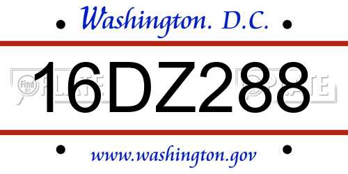 16DZ288 District Of Columbia License Plate