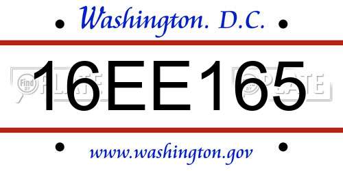 16EE165 District Of Columbia License Plate