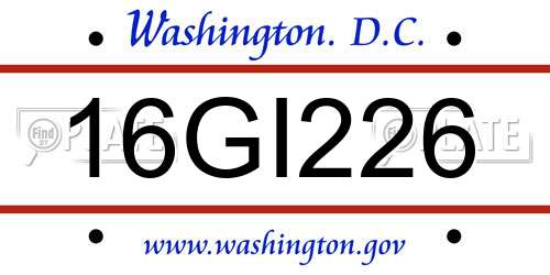 16GI226 District Of Columbia License Plate