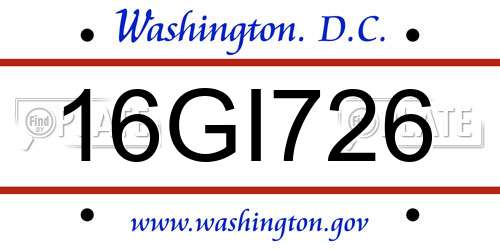 16GI726 District Of Columbia License Plate