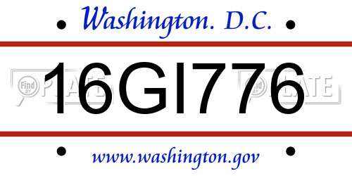 16GI776 District Of Columbia License Plate