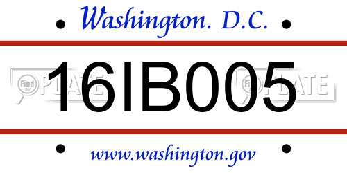 16IB005 District Of Columbia License Plate