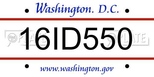 16ID550 District Of Columbia License Plate