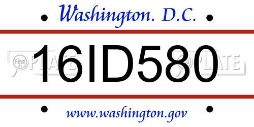 16ID580 District Of Columbia License Plate