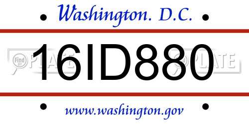 16ID880 District Of Columbia License Plate