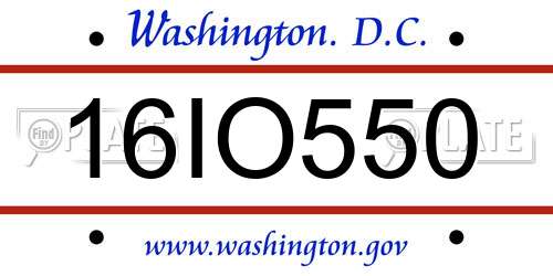 16IO550 District Of Columbia License Plate