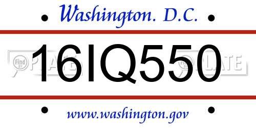 16IQ550 District Of Columbia License Plate