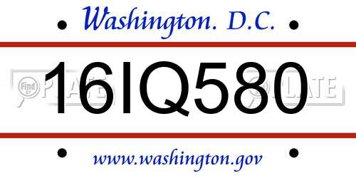 16IQ580 District Of Columbia License Plate
