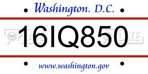 16IQ850 District Of Columbia License Plate