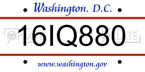 16IQ880 District Of Columbia License Plate