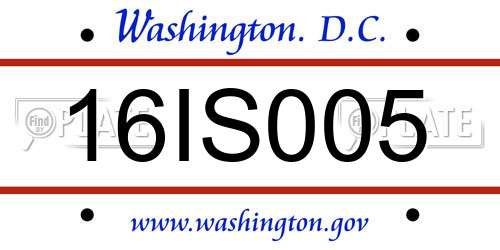 16IS005 District Of Columbia License Plate