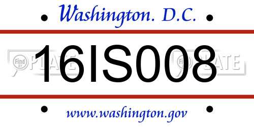 16IS008 District Of Columbia License Plate